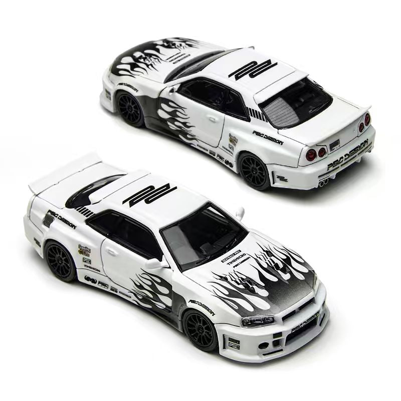 [Preorder] TimeMicro × PSC DESIGN 1:64 Nissan R34 "Smilodon" Black &amp; White TM648401