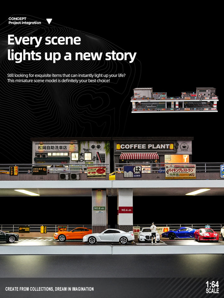 [Preorder] SHOU CANG JIA 1:64 Double-Storey Ramp-Access Parking Lot SCENE Model (2 Versions) SCJ-73451A/SCJ-73451B