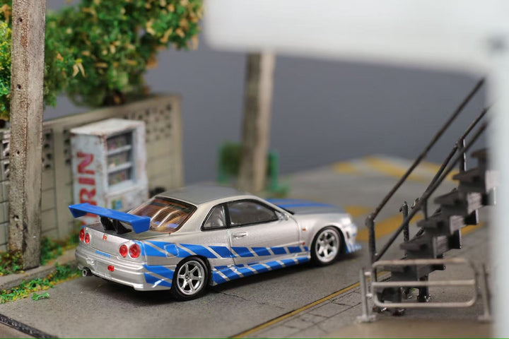 [Preorder] Mega Mega 1:64 Nissan Skyline GT-R R34 Silver Blue Livery