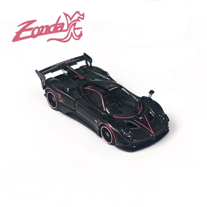 [Preorder] Rhino Model 1:64 Pagani One-off Series. Zonda JC (Full Black Carbon Fiber With Pink Stripes)
