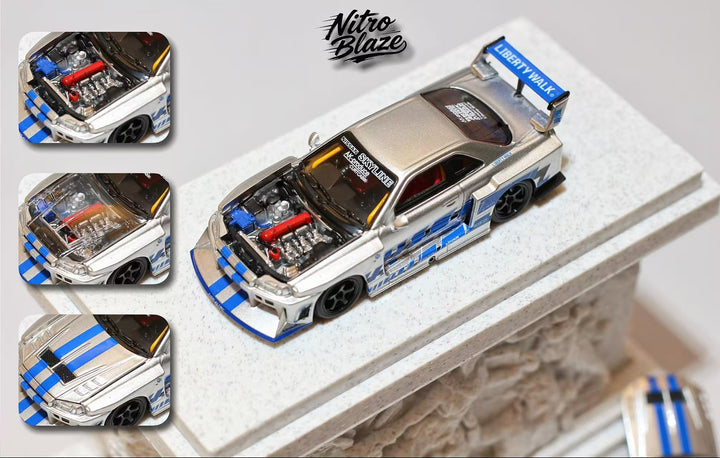 [Preorder] Nitro Blaze 1:64 Skyline ER34 LB Super Silhouette Widebody (2 Versions)