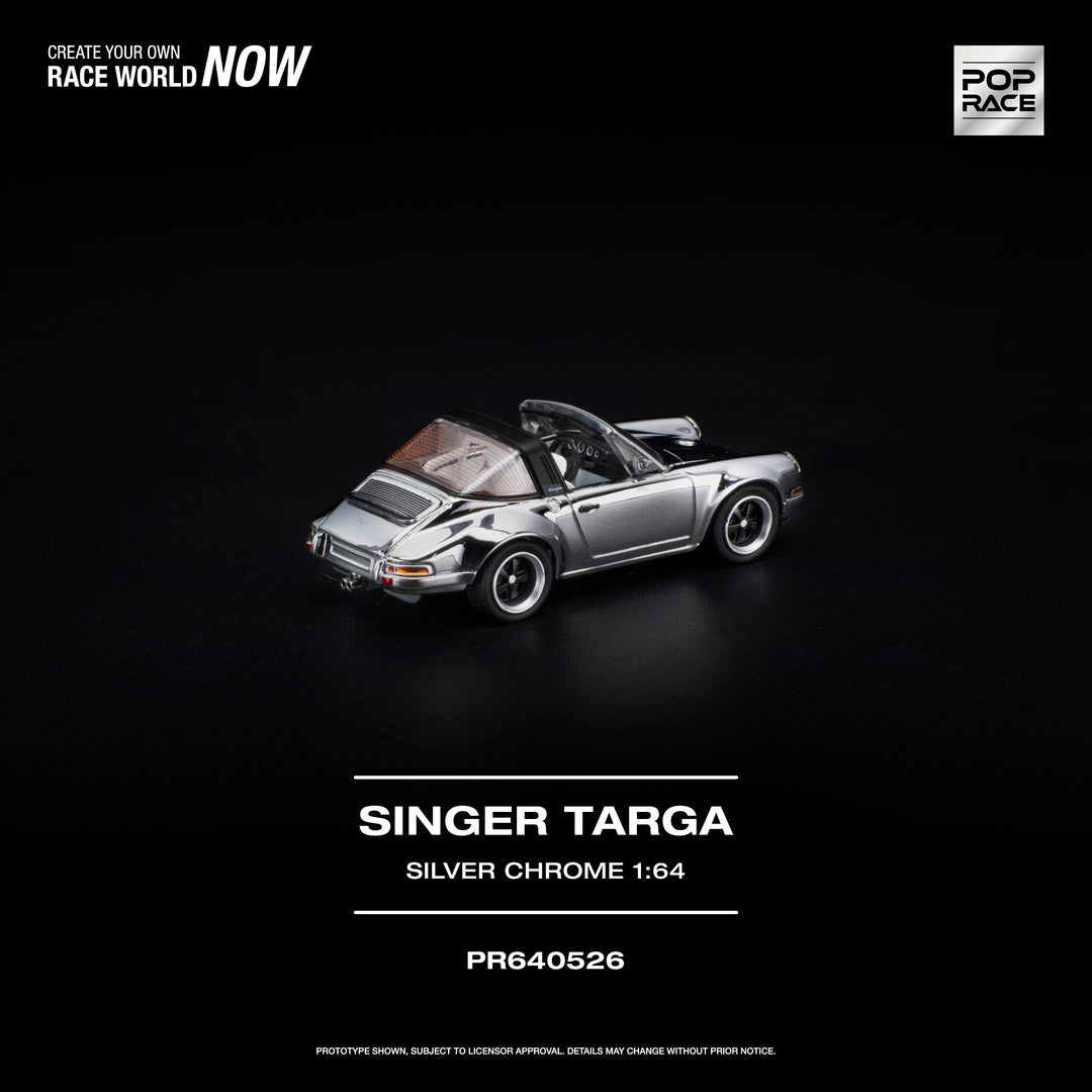 [Preorder] POPRACE 1:64 Porsche SINGER TARGA SILVER CHROME PR640526