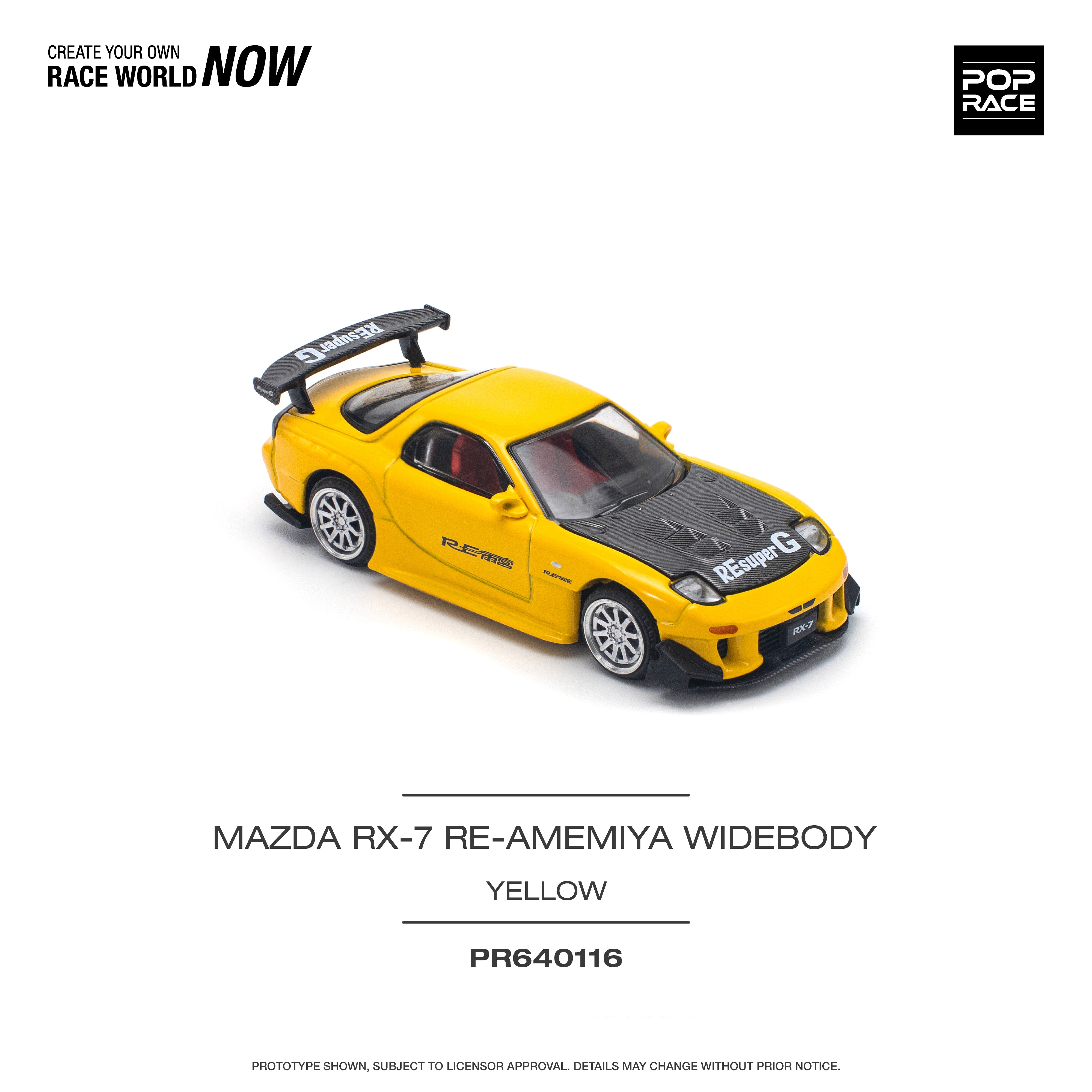 少し豊富な贈り物 MAZDA 1:64 POPRACE RX-7 YELLOW WIDEBODY RE-AMEMIYA (FD3S) ミニカー