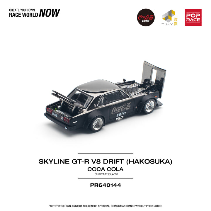 [Preorder] POPRACE 1:64 NISSAN SKYLINE GT-R V8 DRIFT (HAKOSUKA) COCA COLA ZERO CHROME BLACK