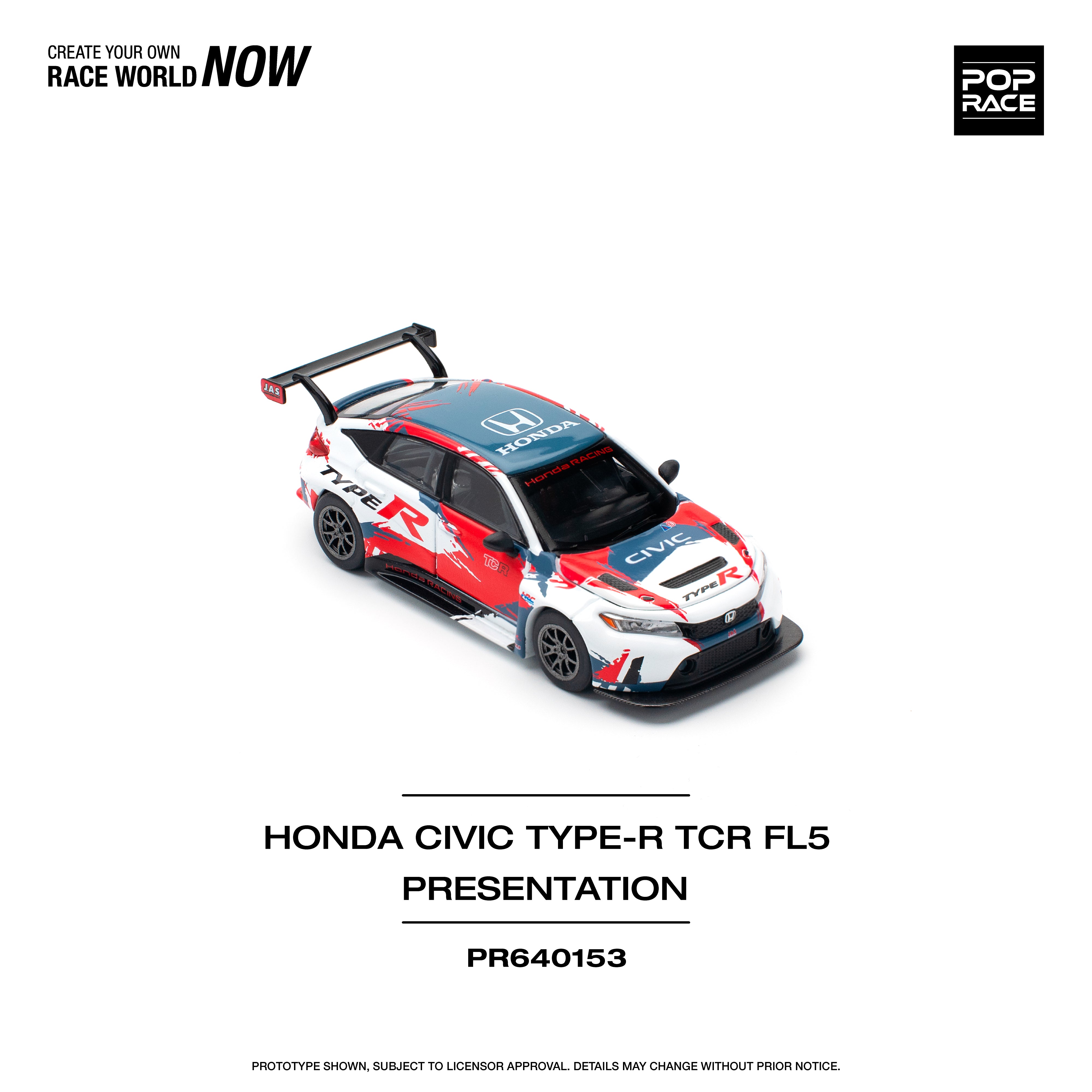 POPRACE 1:64 HONDA CIVIC TYPE-R (FL5) TCR - PRESENTATION PR640153