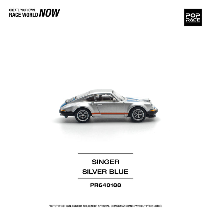 [Preorder] POPRACE 1:64 PORSCHE SINGER SILVER/BLUE PR640188