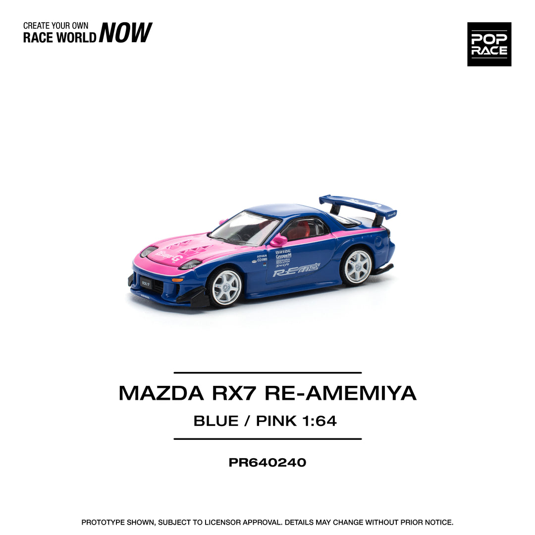 [Preorder] POPRACE 1:64 MAZDA RX7 RE-AMEMIYA - BLUE/PINK PR640240