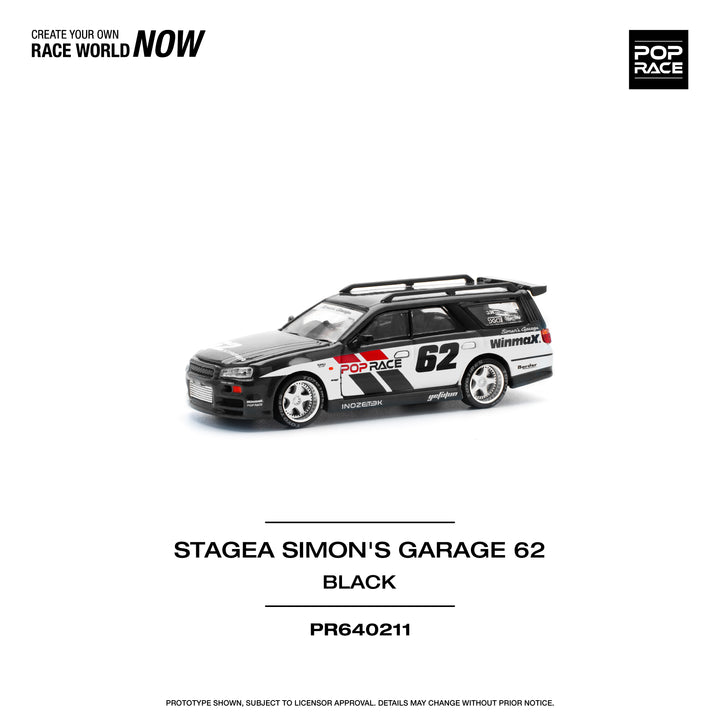 [Preorder] POPRACE 1:64 NISSAN STAGEA SIM0N'S GARAGE #62 - BLACK