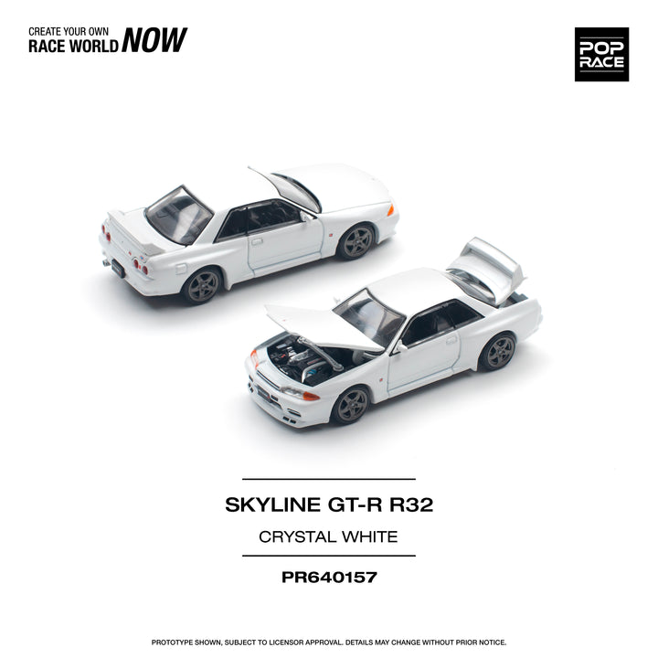 [Preorder] POPRACE 1:64 NISSAN SKYLINE GT-R R32 CRYSTAL WHITE