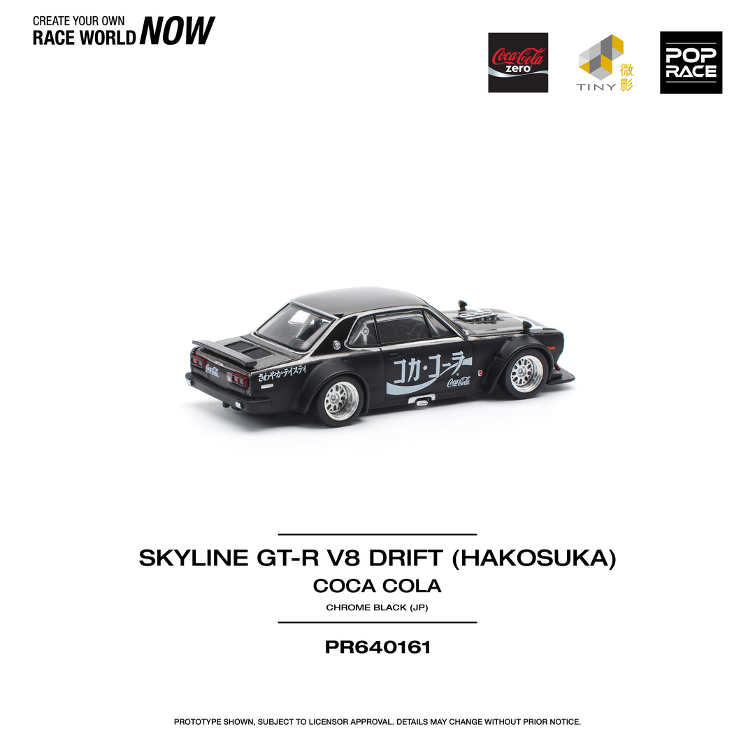 [Preorder] POPRACE 1:64 SKYLINE GT-R DRIFT (HAKOSUKA) - COCA COLA ZERO JP BLACK CHROME