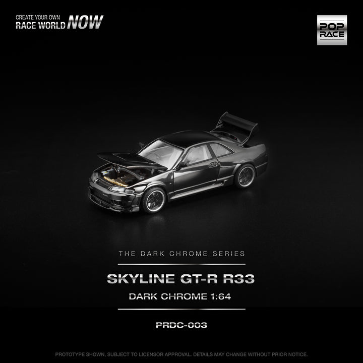 [Preorder] POPRACE 1:64 R33 GT-R Dark Chrome PRDC003