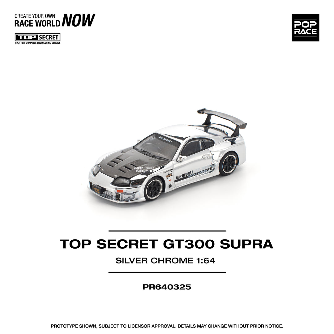 [Preorder] POPRACE 1:64 Top Secret GT300 Supra - Silver Chrome PR640325