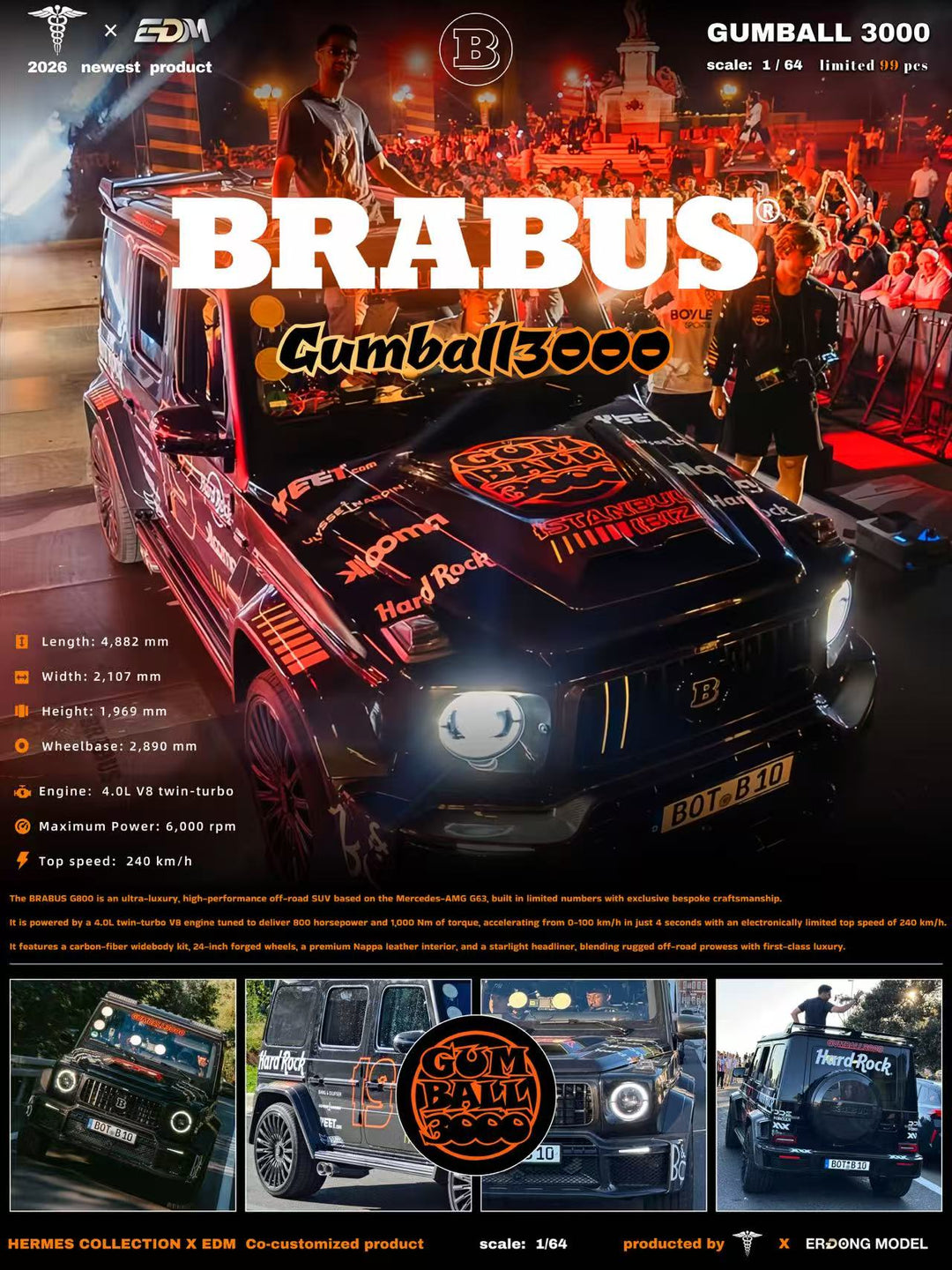 [Preorder] Hermes X EDM 1:64 Brabus G800 x GUMBALL 3000