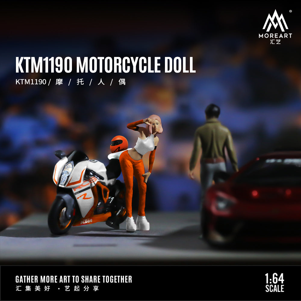 1/64 MoreArt なく フィギュア KTM1190 オートバイ ピンクドール