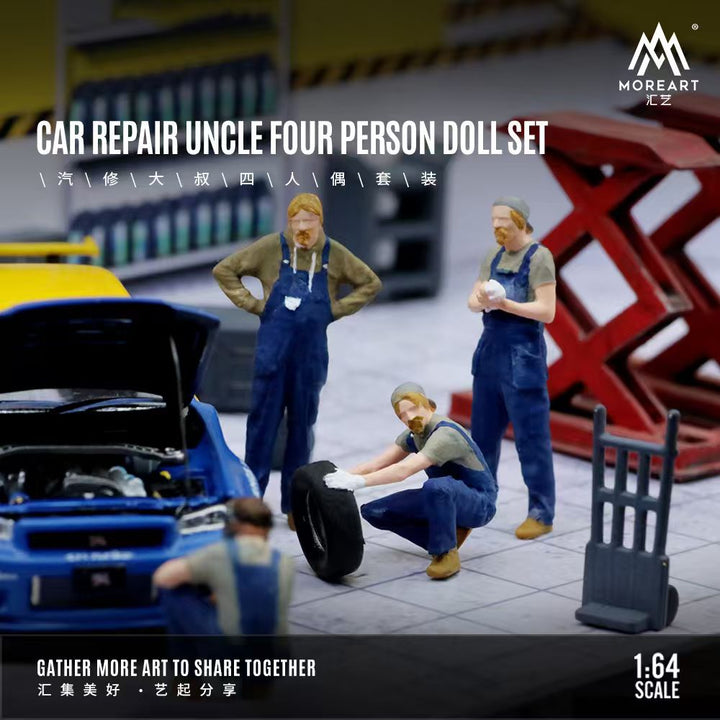 [Preorder] MoreArt 1:64 CAR REPAIR UNCLE FOUR PERSON DOLL SET MO222016