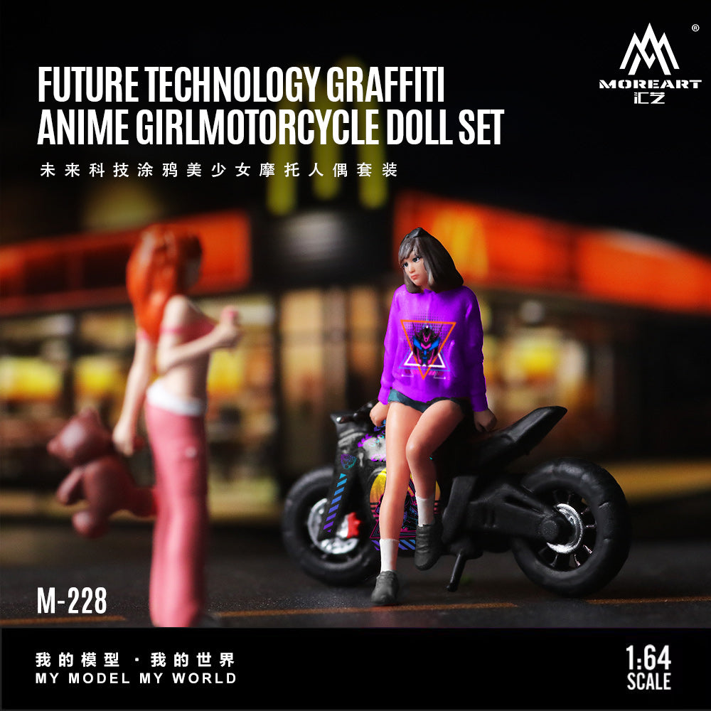 [Preorder] MoreArt 1:64 FUTURE TECHNOLOGY GRAFFITI ANIME GIRL MOTORCYCLE DOLL SET MO222228