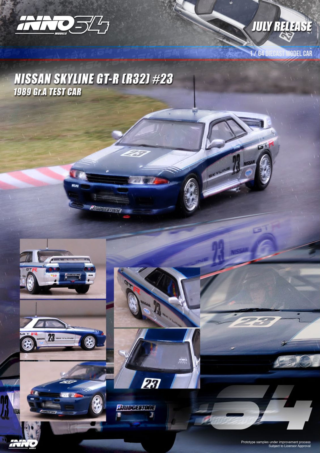 Inno64 1:64 Nissan Skyline GT-R (R32) Gr.A Test Car 1989 IN64-R32-89TC