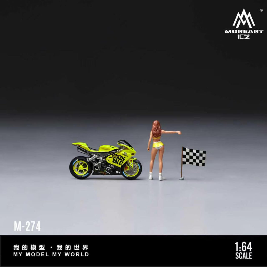 [Preorder] MoreArt 1:64 GRAZIEVALE! CHECKERED FLAG RACE OUEEN &amp; RACING BIKE SET MO222274