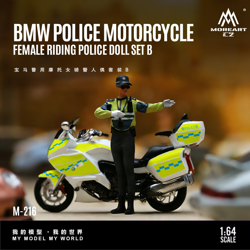 [Preorder] MoreArt 1:64 BMW POLICE MOTORCYCLE FEMALE RIDING POLICE DOLL SET B MO222216