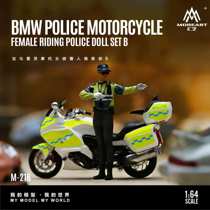 [Preorder] MoreArt 1:64 BMW POLICE MOTORCYCLE FEMALE RIDING POLICE DOLL SET B MO222216
