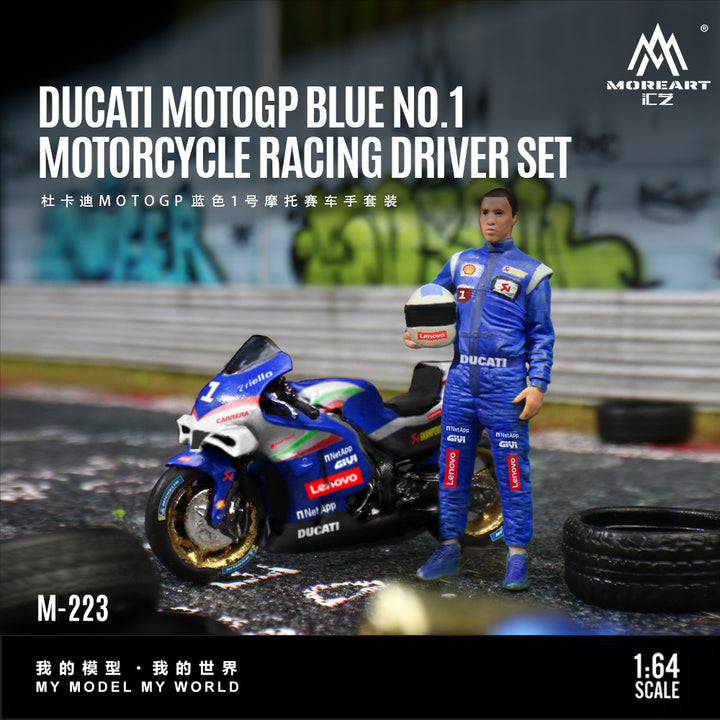 [Preorder] MoreArt 1:64 DUGATI MOTOGP BLUE NO.1 MOTORCYCLE RAGING DRIVER SET MO222223