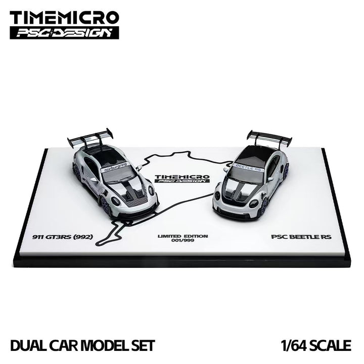 [Preorder] TimeMicro × PSC DESIGN 1:64 Porsche 992 GT3 RS &amp; Beetle RS Nurburgring Version - 2 car set TM647907-T