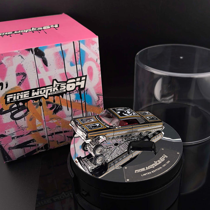[Preorder] Fine Works 1:64 Chevrolet Impala Lowrider Black Gold Bouncing Car (2 Versions)