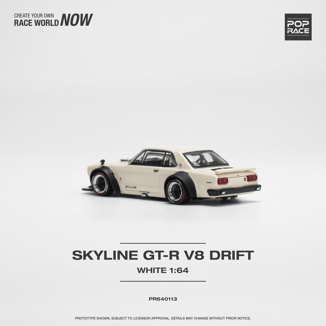 [Preorder] POPRACE 1:64 SKYLINE GT-R V8 DRIFT (HAKOSUKA) - WHITE