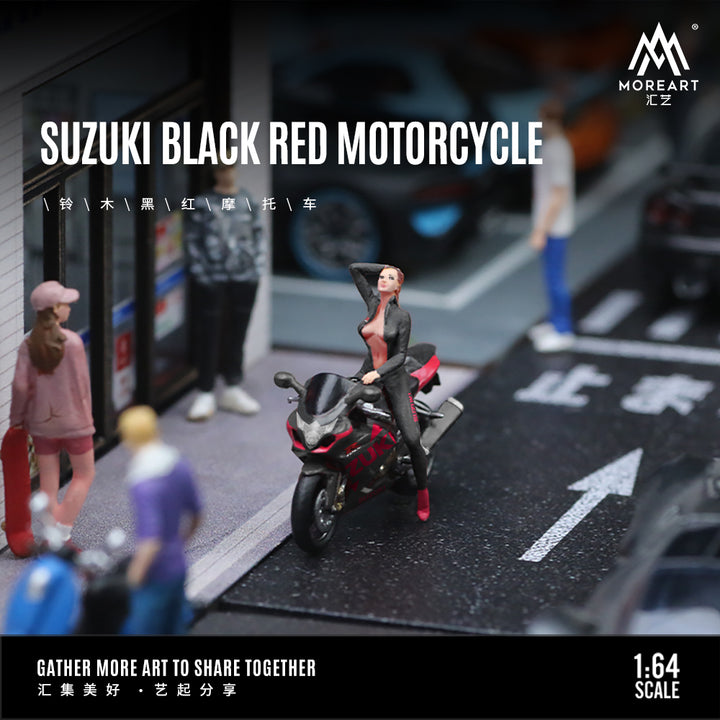 [Preorder] MoreArt 1:64 Suzuki Black Red Motorcycle Doll set