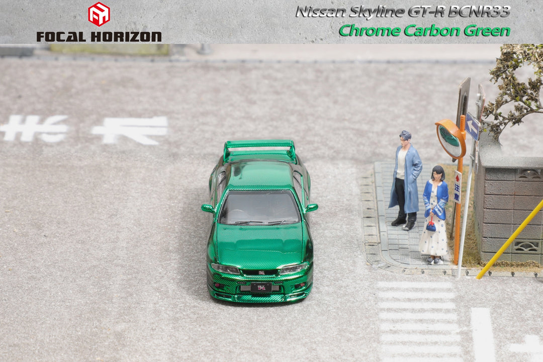 [Preorder] Focal Horizon 1:64 Nissan Skyline GTR R33 (BCNR33) Chrome Carbon Green