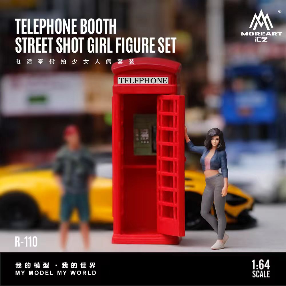 [Preorder] MoreArt 1:64 TELEPHONE BOOTH STREET SHOT GIRL FIGURE SET MO223110