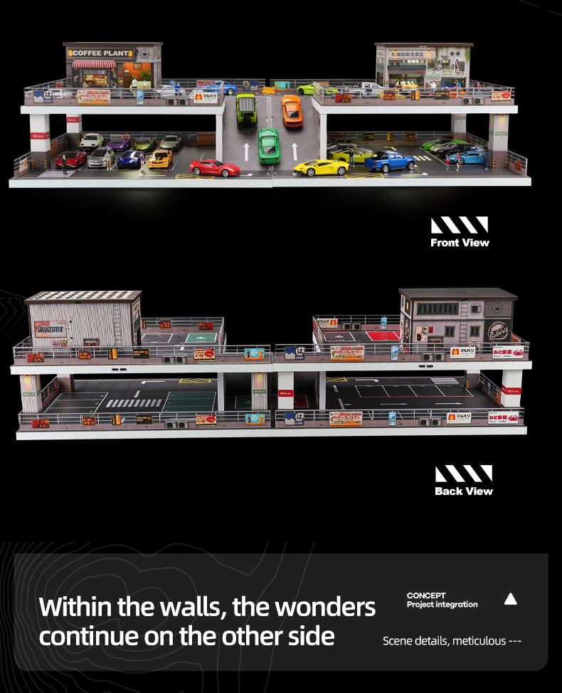 [Preorder] SHOU CANG JIA 1:64 Double-Storey Ramp-Access Parking Lot SCENE Model (2 Versions) SCJ-73451A/SCJ-73451B