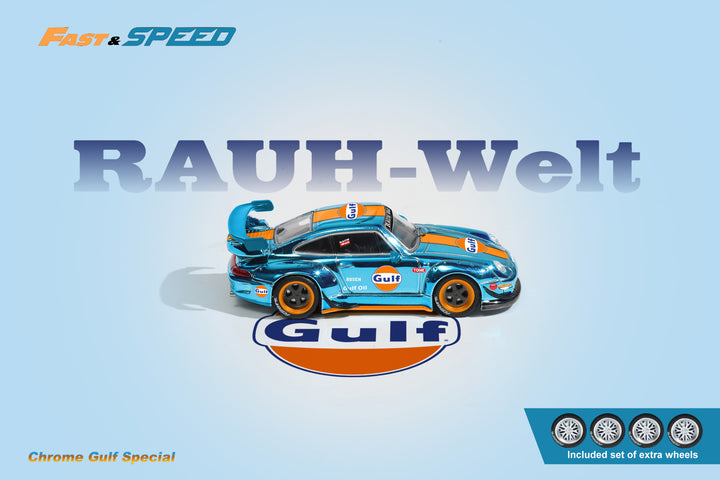 [Preorder] Fast Speed 1:64 Porsche RWB 993 GT - Chrome Gulf