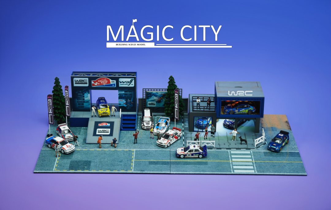 Magic City 1:64 Diorama WRC World Rally Championship Garage Scene 110069