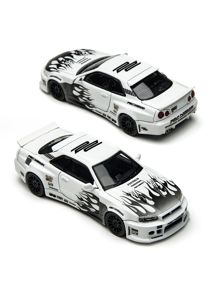[Preorder] TimeMicro × PSC DESIGN 1:64 Nissan R34 "Smilodon" Black &amp; White TM648401