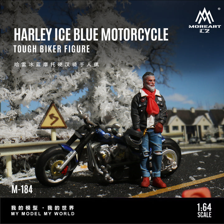 [Preorder] MoreArt 1:64 HARLEY ICE BLUE MOTORCYCLE TOUGH BIKER FIGURE MO222184