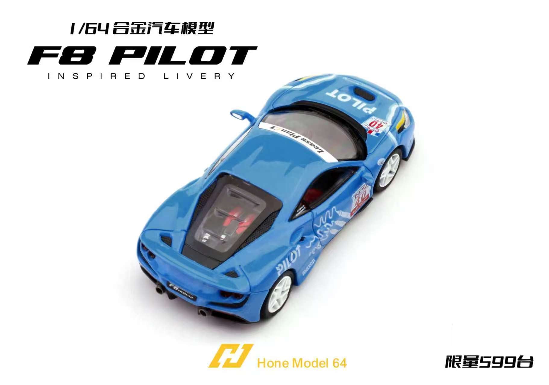 Preorder] Hone Model 1:64 Supercar F8 Tributo Blue PILOT Livery