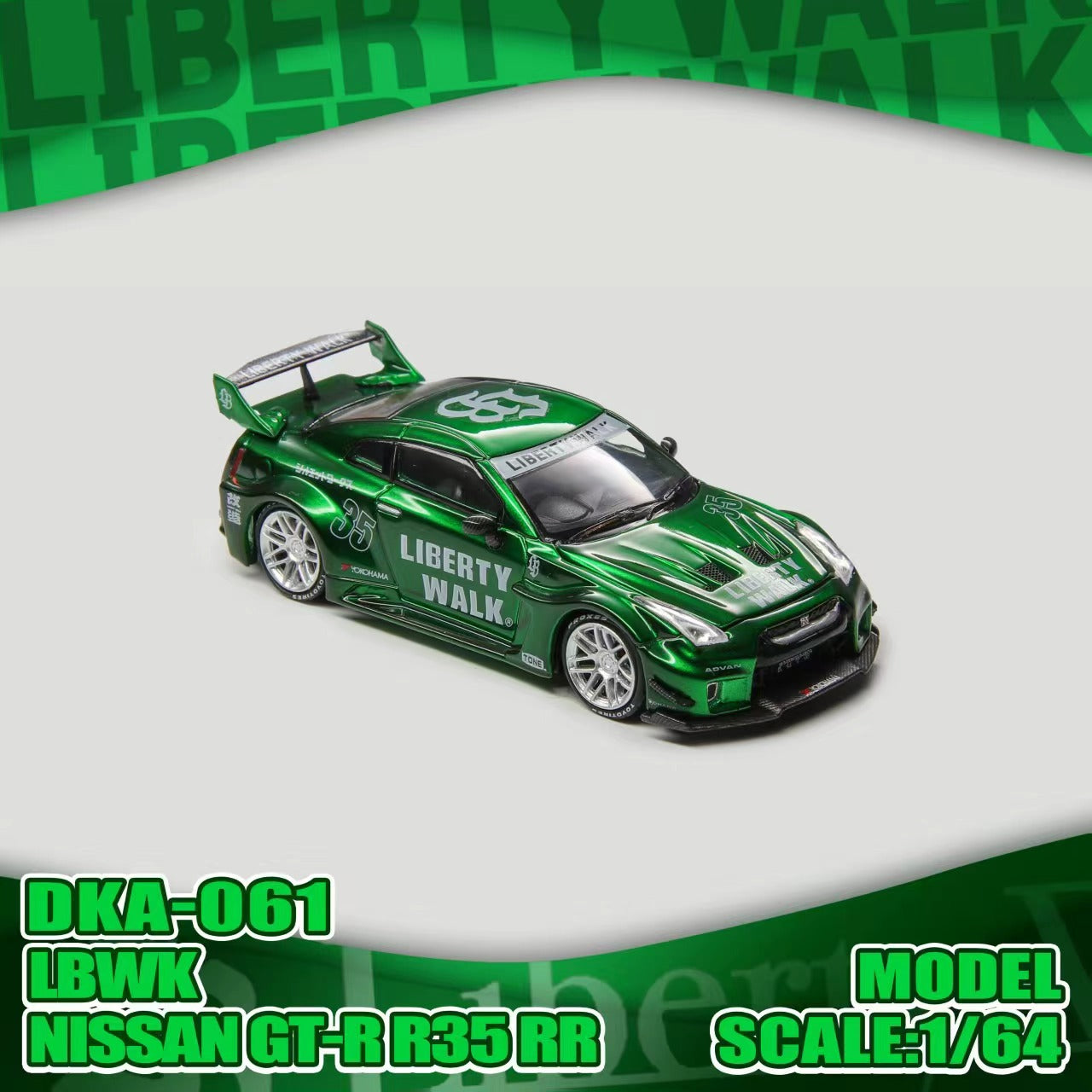 Preorder] DEMON KING AUTO 1:64 Nissan GTR R35 RR LBWK Green livery