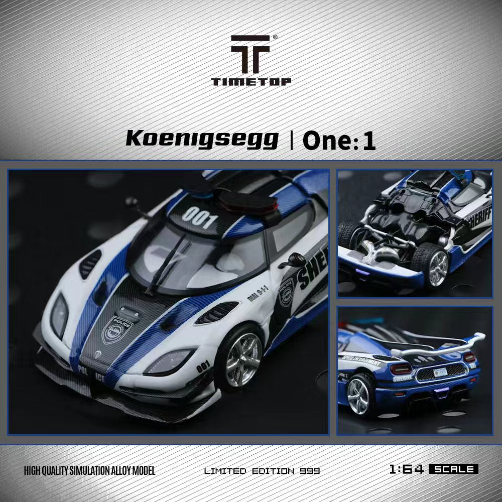 [Preorder] Time Top 1:64 Koenigsegg One:1 Police Livery TT644816