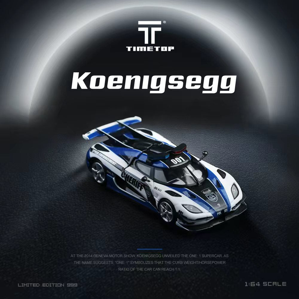 [Preorder] Time Top 1:64 Koenigsegg One:1 Police Livery TT644816