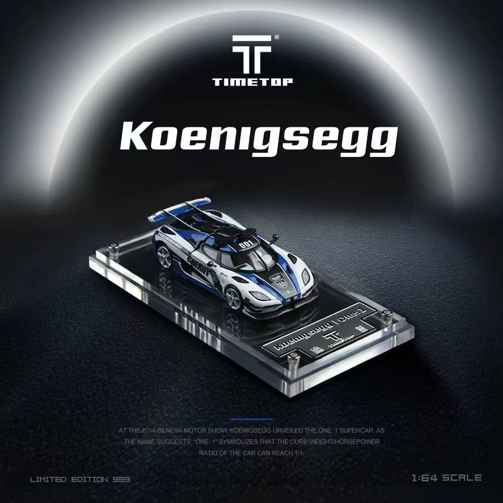[Preorder] Time Top 1:64 Koenigsegg One:1 Police Livery TT644816