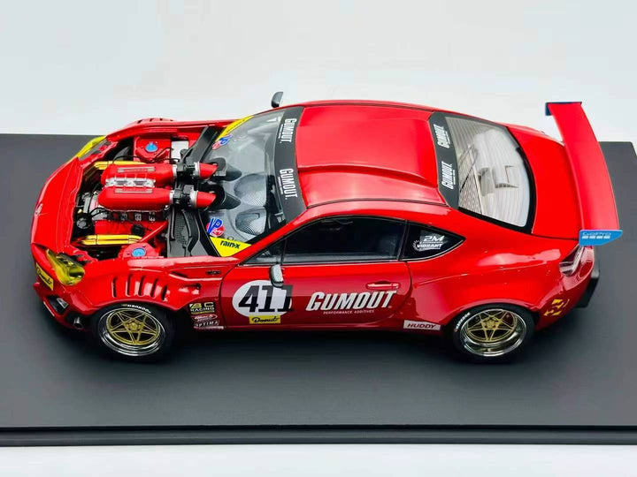 Official Product 1:18 458 V8-swapped 86 Red GUMOUT livery