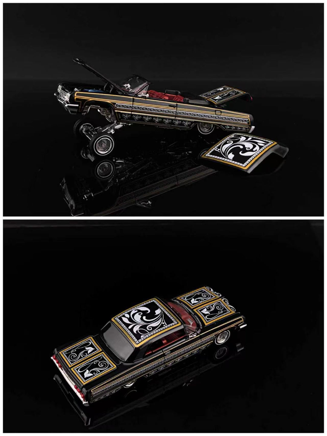 [Preorder] Fine Works 1:64 Chevrolet Impala Lowrider Black Gold Bouncing Car (2 Versions)