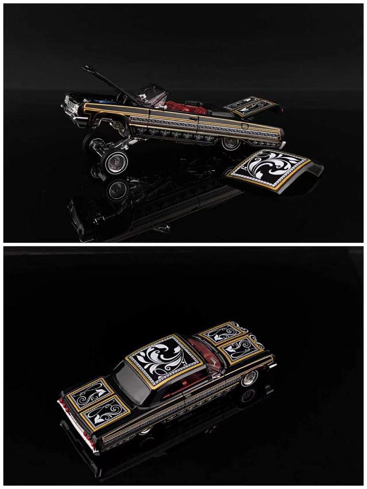 [Preorder] Fine Works 1:64 Chevrolet Impala Lowrider Black Gold Bouncing Car (2 Versions)