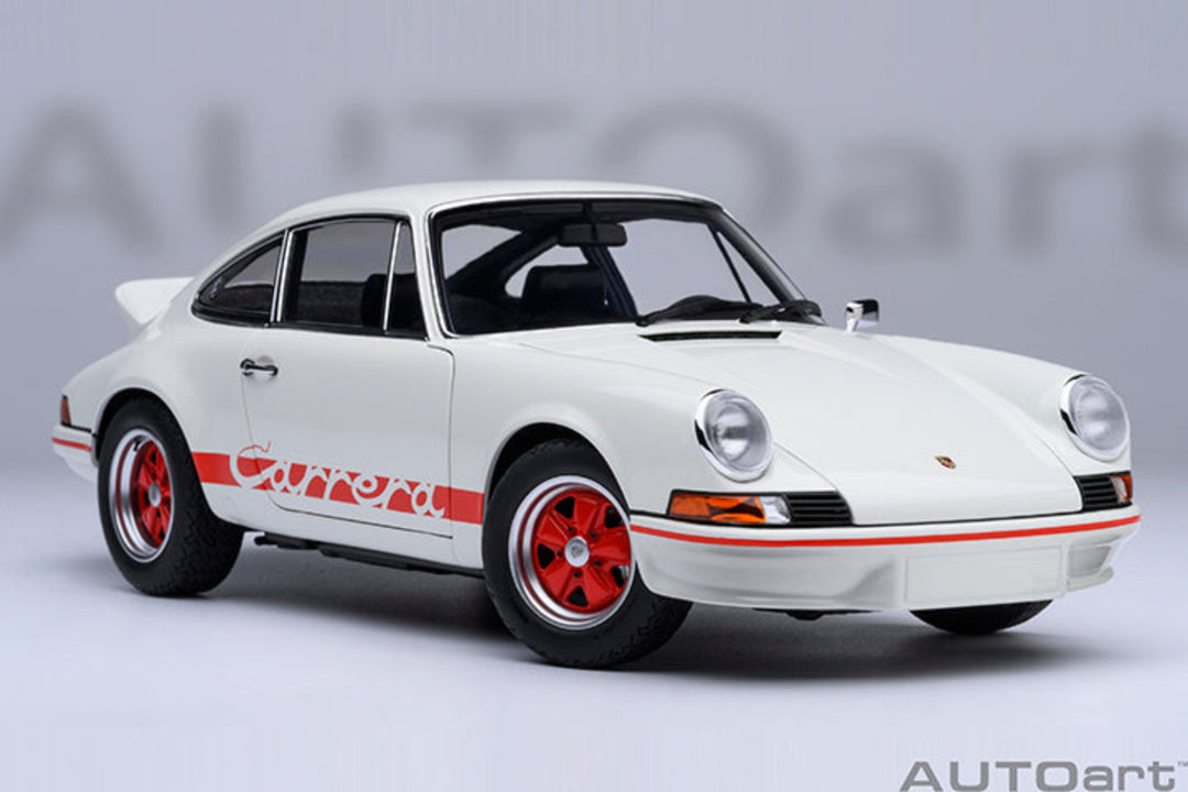 AutoArt 1:18 Porsche 911 Carrera 2.7 RS, GrandPrix White/Red Stripe 78030