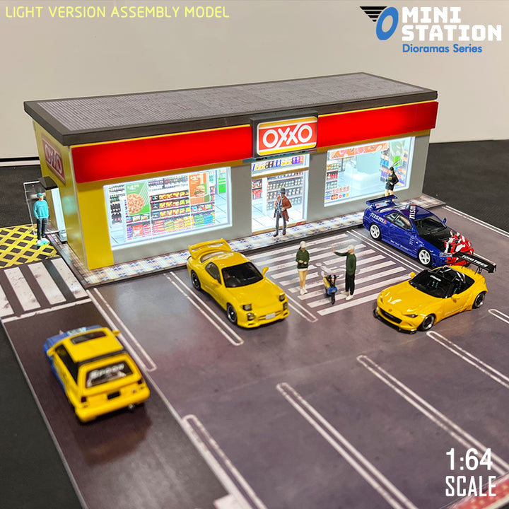 Mini Station 1:64 OXXO Shop with Parking Diorama