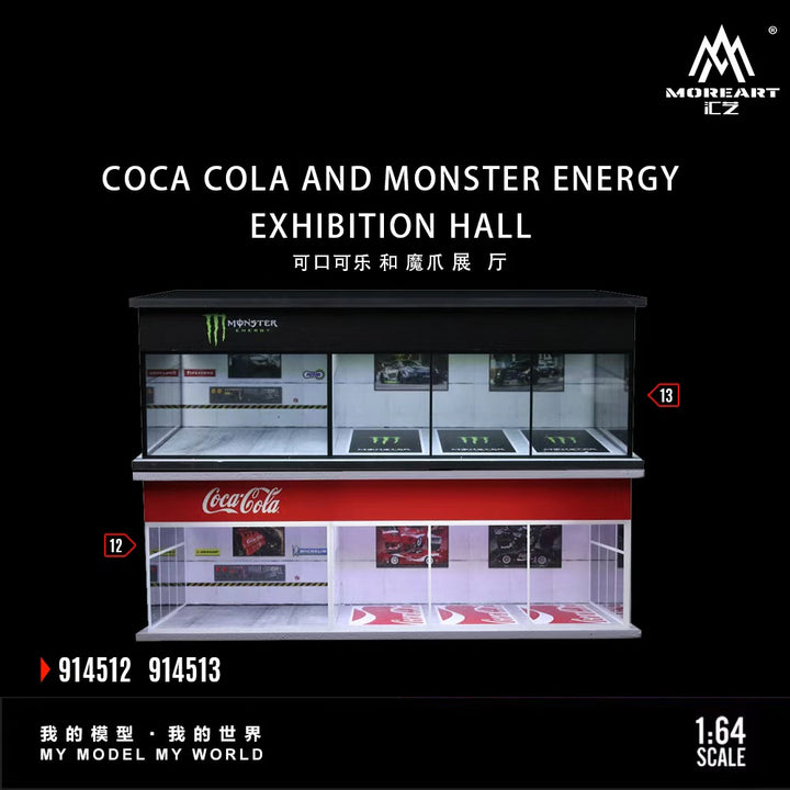 [Preorder] MoreArt 1:64 COCA COLA AND MONSTER ENERGY EXHIBITION HALL (2 Versions) MO914512/MO914513