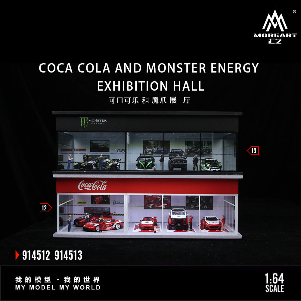 [Preorder] MoreArt 1:64 COCA COLA AND MONSTER ENERGY EXHIBITION HALL (2 Versions) MO914512/MO914513