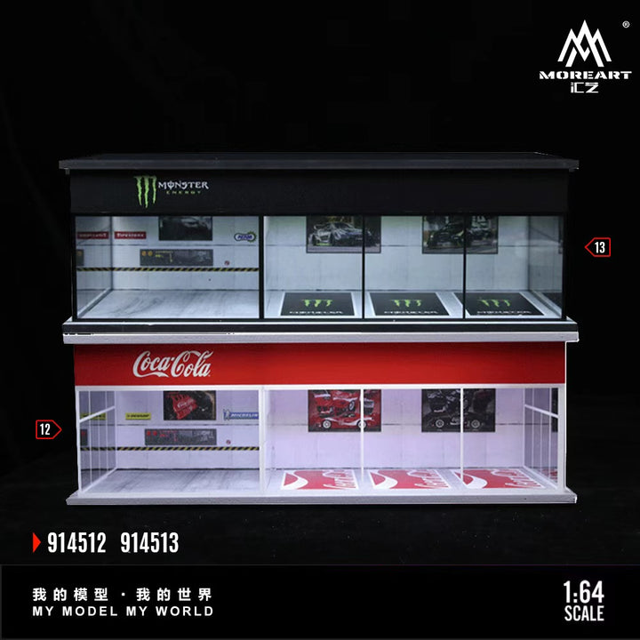 [Preorder] MoreArt 1:64 COCA COLA AND MONSTER ENERGY EXHIBITION HALL (2 Versions) MO914512/MO914513