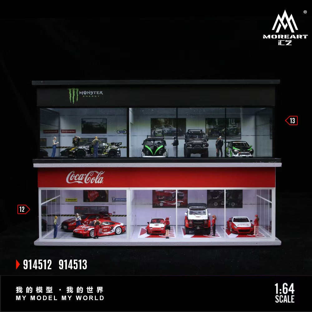 [Preorder] MoreArt 1:64 COCA COLA AND MONSTER ENERGY EXHIBITION HALL (2 Versions) MO914512/MO914513